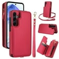 thumbnail image 1 of Wallet Case for Samsung Galaxy A15, with Crossbody Shoulder Strap & Hand Wrist Cards Holder Zipper Pocket Stand Feature Full Protective Shockpoof Phone Case for Samsung Galaxy A15, Red, 1 of 7