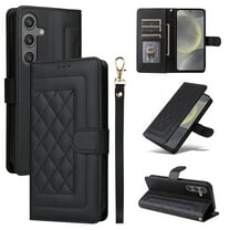 Wallet Case for Samsung Galaxy A15 with Wrist Strap, Premium PU Leather Slim Flip Cover Stand Bumper Shockproof Protective Cards Slots Anti-Scratch Phone Case for Samsung Galaxy A15, Black