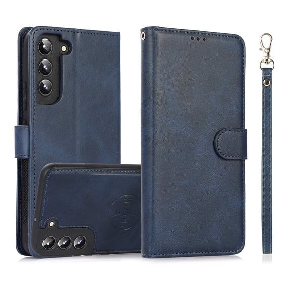 Wallet Case for Samsung Galaxy A16 4G/5G, 2 In1 PU Leather Flip Phone Case with Detachable Magnetic TPU Inner, Kickstand Phone Cover with Card Slots & Wrist Strap for Samsung Galaxy A16, Blue