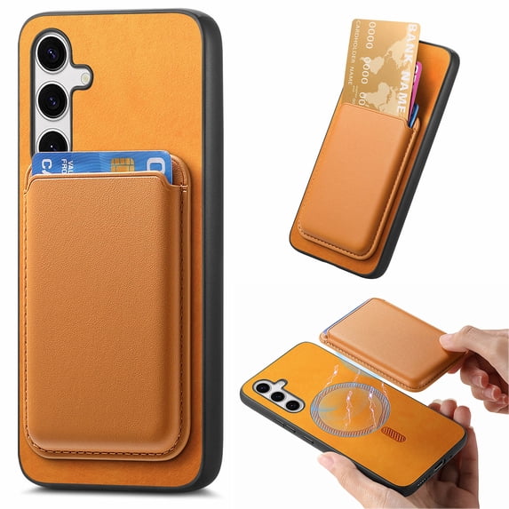 Wallet Case for Samsung Galaxy A16 5G/4G, Classic PU Leather Removable Magnetic Card Back Slot Anti-falling Anti-drop Shockproof Protective Phone Case Cover for Samsung Galaxy A16 5G/4G, Yellow