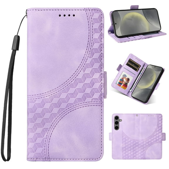 Wallet Case for Samsung Galaxy A16 5G Case Premium Pattern PU Leather Flip Purse Cover with Card Holder Magnetic Closure Shockproof Protective Phone Case with Wrist Strap & Flip Kickstand, Purple