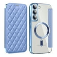 thumbnail image 1 of Wallet Case for Samsung Galaxy A16 5G,Magnetic Flip Cover Clear Back Compatible with MagSafe,[RFID Blocking Card Slots] Premium PU Leather Plating edge Shockproof Phone Case Kickstand,Blue, 1 of 7