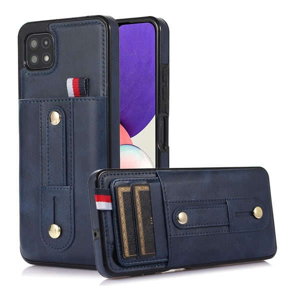 Wallet Case for Samsung Galaxy A22 5G,TECH CIRCLE Soft PU Leather Credit Card Holder Wristband Shockproof Protective Case For Samsung Galaxy A22 5G,Blue