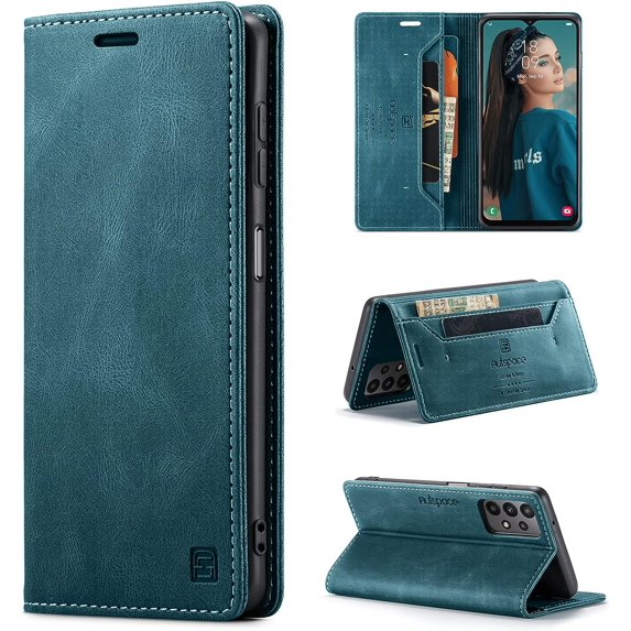 Wallet Case for Samsung Galaxy A23 2022,Magnetic Protect PU Leather Flip Case with Card Holders RFID Blocking Kickstand Shockproof Protection Case for Samsung Galaxy A23 4G/5G 2022 (Teal)
