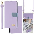 thumbnail image 1 of Wallet Case For Samsung Galaxy A23 4G Crossbody Strap & Short Hand Strap with RFID Blocking Credit Card Slots, Cute Bow Design Flip PU Leather Stand Magnetic Closure Phone Cover,Purple, 1 of 12
