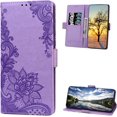 thumbnail image 1 of Wallet Case for Samsung Galaxy A23 5G/4G, Lace Flower Shockproof PU Leather Double Buckle Case with Cash Card Slots and Kickstand Function Cover for Samsung Galaxy A23, LSSK Purple, 1 of 16