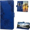 thumbnail image 1 of Wallet Case for Samsung Galaxy A23 5G/4G, Lace Flower Shockproof PU Leather Double Buckle Case with Cash Card Slots and Kickstand Function Cover for Samsung Galaxy A23, LSSK Blue, 1 of 16