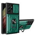 thumbnail image 1 of Wallet Case for Samsung Galaxy A26 5G with Camera Cover & Kickstand,Slide Lens Protection Card Holder Slot 360°Rotate Ring Hybrid Rugged Bumper Shockproof Cover for Samsung A26 5G, Green, 1 of 10