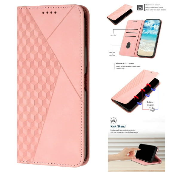 Wallet Case for Samsung Galaxy A26 5G with Credit Card Holder, Skin-Feel Premium PU Leather Flip Case, Kickstand Magnetic Clasp Full Body Shockproof Cover for Samsung Galaxy A26 5G, Rosegold