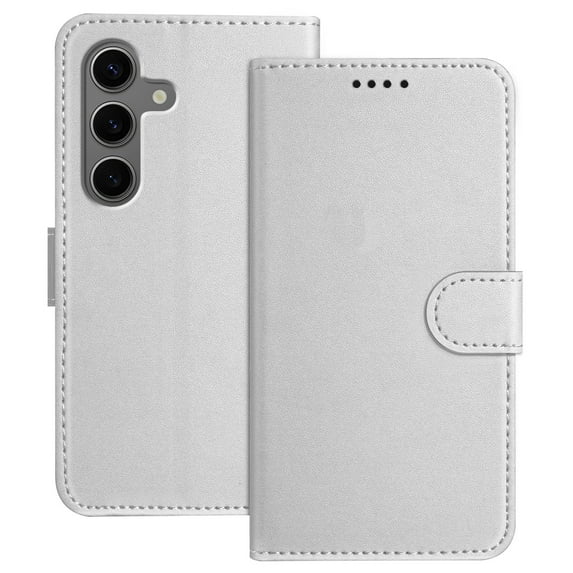 Wallet Case for Samsung Galaxy A26 5G Phone Case with Card Holder, Magnetic PU Leather Stand Flip Folio Phone Cover for Women Men Girls Boys, Credit Card Slot Purse & Protective TPU Bumper, Silver