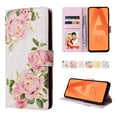 thumbnail image 1 of Wallet Case for Samsung Galaxy A32 5G 6.5 Inch, Bronzing Flower Pattern Soft TPU Drop Resistant Magnetic Clasp Flip Case with Card Slots Stand Wrist Strap Folio Phone Cover,Rose Flower, 1 of 8