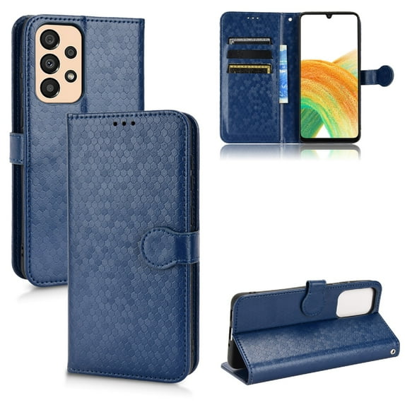 Wallet Case for Samsung Galaxy A33 5G 6.4 Inch, Polky Dot Pattern Premium PU Leather Drop Resistant Shockproof Protective Flip Case with Card Slots Holder Kickstand Magnetic Bracket Folio Cover,Blue