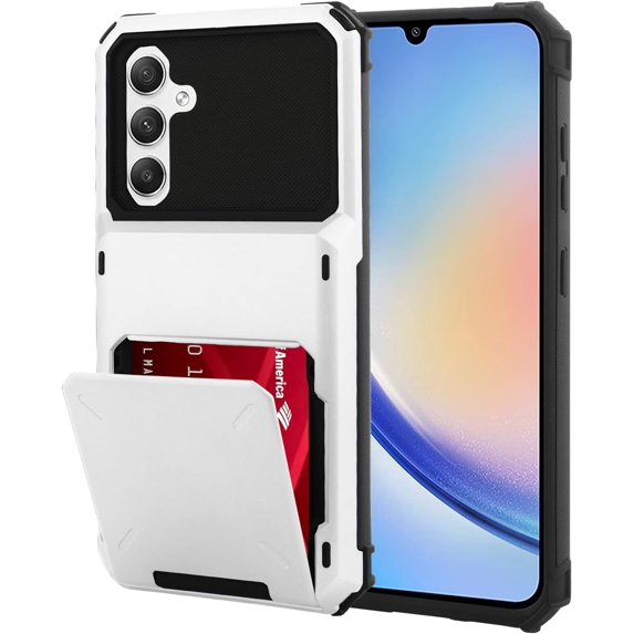 Wallet Case for Samsung Galaxy A34 5G Case with 4-Card Credit Card Holder Slot Shockproof Cover Hybrid Heavy Duty Protection Armor Phone Case Compatible with Samsung Galaxy A34-White