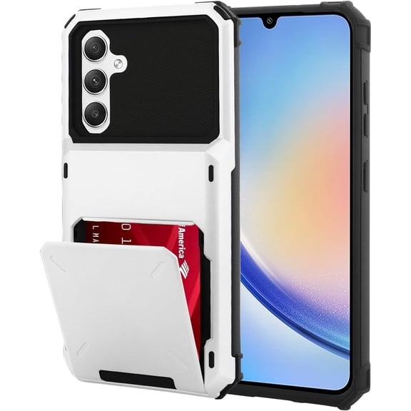 Wallet Case for Samsung Galaxy A34 5G Case with 4-Card Credit Card Holder Slot Shockproof Cover Hybrid Heavy Duty Protection Armor Phone Case Compatible with Samsung Galaxy A34-White
