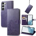 thumbnail image 1 of Wallet Case for Samsung Galaxy A35 with Card Slots Holder Magnetic Clasp Kickstand Flip Folio Cover, Exquisite Flower Pattern PU Leather Soft Silicone Shockproof Protective Cover, Purple, 1 of 11