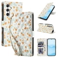 thumbnail image 1 of Wallet Case for Samsung Galaxy A35, Flower PU Leather Durable Phone Case Kickstand Flip Case with Card Slots Wrist Strap Pattern Magnetic Closure Protective Case for Galaxy A35 - C, 1 of 9
