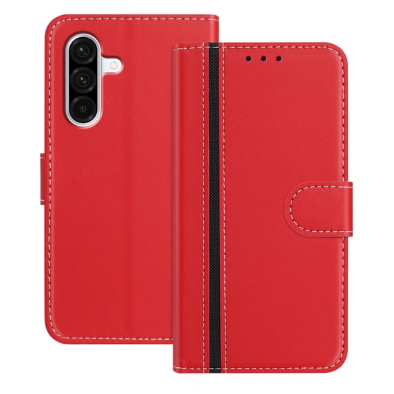 Wallet Case for Samsung Galaxy A36 5G, Business PU Leather Magnetic Flip Folio Case with Card Slots Holder Kickstand Shockproof Protective Phone Case Cover for Samsung Galaxy A36 5G, Red