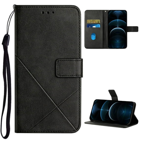 Wallet Case for Samsung Galaxy A36 5G, Classic Embossed PU Leather Card Slots Shockproof Drop Protective Wrist Strap Flip Case Cover for Samsung Galaxy A36 5G,Black