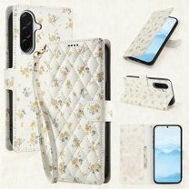 Wallet Case for Samsung Galaxy A36 5G with Credit Card Holder, Wrist Strap, Cute Flower Pattern PU Leather Stand Flip Case, Magnetic Clasp Shockproof Cover for for Samsung Galaxy A36 5G, Pattern-D