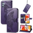 thumbnail image 1 of Wallet Case for Samsung Galaxy A36 5G,Women Flip Folio PU Leather Protective Case Wrist Strap Card Slots Holder Purse Emboss Butterfly Flower Stand Flip Case for Samsung Galaxy A36 5G,Purple, 1 of 6