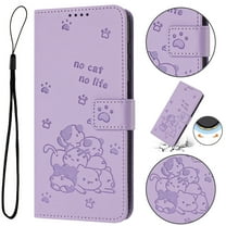 Wallet Case for Samsung Galaxy A36 5G,Women Flip Magnetic Folio PU Leather Protective Case Wrist Strap Card Slots Holder Purse Emboss Cute Puppy Stand Case for Samsung Galaxy A36 5G,Purple