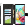 thumbnail image 1 of Wallet Case for Samsung Galaxy A51 4G with Card Holder Slots,Kickstand Phone Cover Premium Leather Magnetic Closure Slim Flip Shockproof Wrist Strap Case for Samsung Galaxy A51 4G 6.5",Black, 1 of 7