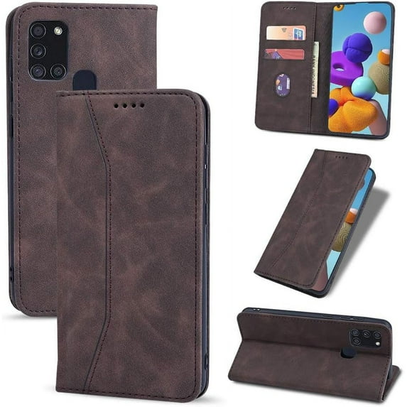 Wallet Case for Samsung Galaxy A51, Premium PU Leather Case Vintage Matte Wallet Flip Cover [Card Slots] [Magnetic Closure] Stand Function Folio Shockproof Full Protector - Coffee