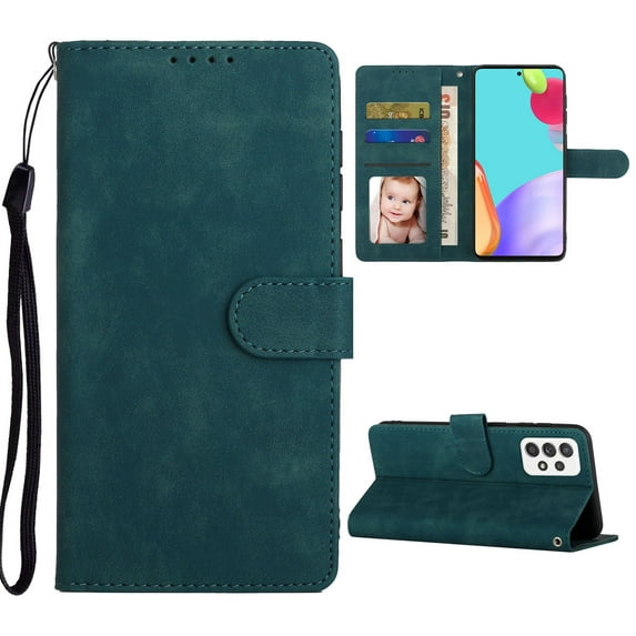 Wallet Case for Samsung Galaxy A52 4G/A52 5G ,Leather Magnetic Closure Flip Kickstand Credit Card Holder Slots Shockproof Wallet Hand Strap Phone Case Cover For Samsung Galaxy A52 4G/5G,Blue