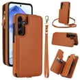 thumbnail image 1 of Wallet Case for Samsung Galaxy A52 5G, with Crossbody Shoulder Strap & Hand Wrist Cards Holder Zipper Pocket Stand Feature Full Protective Shockpoof Phone Case for Samsung Galaxy A52 5G, Brown, 1 of 7