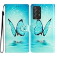 thumbnail image 1 of Wallet Case for Samsung Galaxy A53 5G with Colorful Painting Pattern Luxury PU Leather Magnetic Flip Folio Cover, Soft Silicone Shockproof Card Slots Holder Kickstand Protective Case, Blue Butterfly, 1 of 8