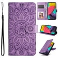 thumbnail image 1 of Wallet Case for Samsung Galaxy A53 5G Flower Embossed Pattern Purse Case, PU Leather Flip Cover with Card Holder and Kickstand, Silicone Full Body Shockproof Magnetic Clasp Protection Case, Purple, 1 of 8