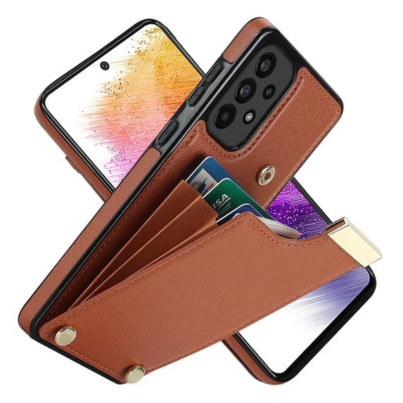 Wallet Case for Samsung Galaxy A53 5G, Vintage Premium PU Leather Ultra Slim Case with Card Holder, Protective Anti-drop Magnetic Clasp Phone Case for Samsung Galaxy A53 5G, Brown