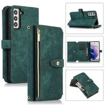 Wallet Case for Samsung Galaxy A53 5G with Zipper Pouch,Magnetic PU Leather Flip Folio Stand Card Slot with Hand Strap and Cross Body Strap Case Cover for Galaxy A53 5G, Darkgreen