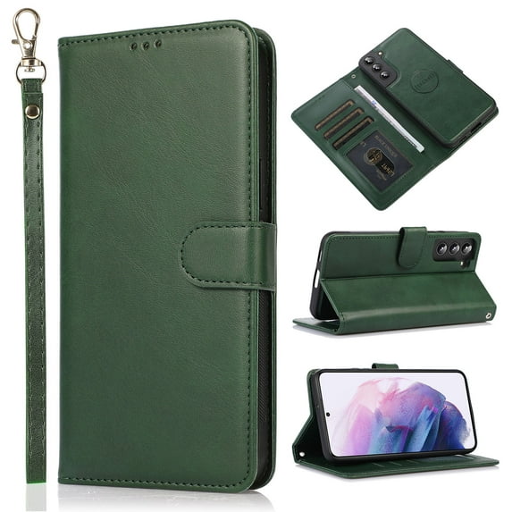 Wallet Case for Samsung Galaxy A54 5G, 2 In1 PU Leather Flip Phone Case with Detachable Magnetic TPU Inner, Kickstand Phone Cover with Card Slots & Wrist Strap for Samsung Galaxy A54 5G,Green