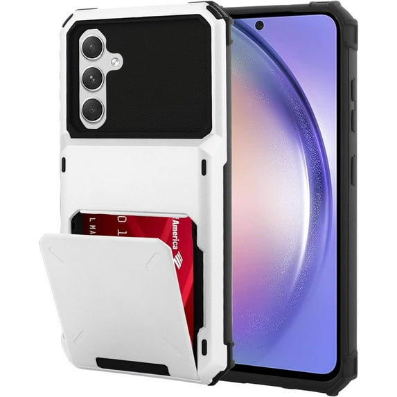 Wallet Case for Samsung Galaxy A54 5G Case with 4-Card Credit Card Holder Slot Shockproof Cover Hybrid Heavy Duty Protection Armor Phone Case Compatible with Samsung Galaxy A54-White