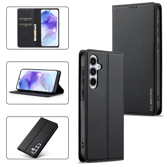 Wallet Case for Samsung Galaxy A56 5G, Classic Shockproof PU Leather Magnetic Flip Cover with Card Holder Stand Feature and Full Body Protection Phone Case Cover for Samsung Galaxy A56 5G, Black