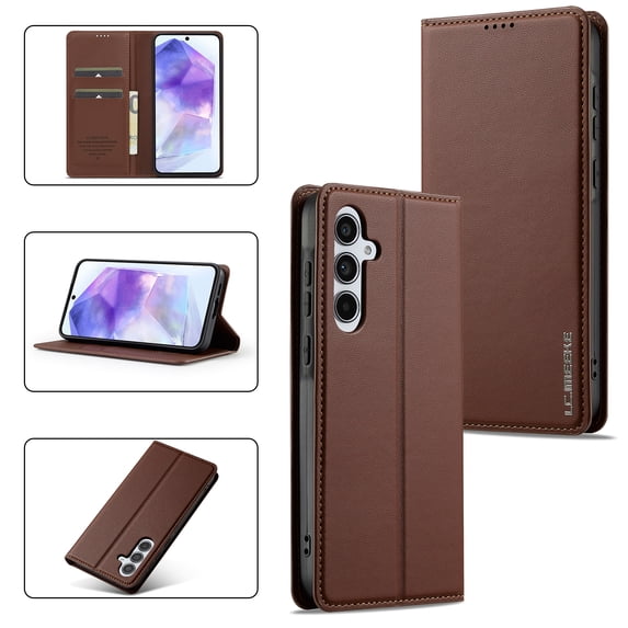 Wallet Case for Samsung Galaxy A56 5G, Classic Shockproof PU Leather Magnetic Flip Cover with Card Holder Stand Feature and Full Body Protection Phone Case Cover for Samsung Galaxy A56 5G, Brown