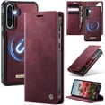 thumbnail image 1 of Wallet Case for Samsung Galaxy A56 5G, PU Leather + TPU Material, Detachable Magnetic Back Cover, RFID Blocking 3 Card Slots and 1 Cash Pocket, Kickstand Full Body Protective Phone Case, Red, 1 of 12