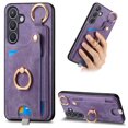 thumbnail image 1 of Wallet Case for Samsung Galaxy A56 5G, Support Car Mount, Luxury PU Leather Shockproof Anti-Fall 360° Finger Ring Stand Rotatable Kickstand Case with Magnetic Snap & Card Slots, Purple, 1 of 8