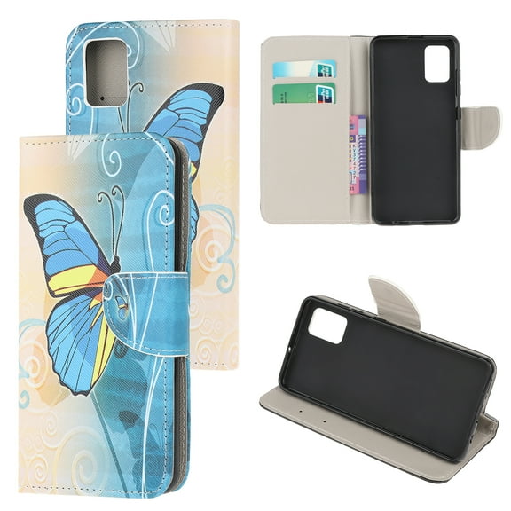 Wallet Case for Samsung Galaxy A71 5G, PU Leather Magnetic Flip Folio Cover with Kickstand Card Slots Phone Case for Samsung Galaxy A71 5G (6.7 Inch),Blue Butterfly