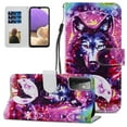 thumbnail image 1 of Wallet Case for Samsung Galaxy A72 5G/4G, Galaxy A72 Cover(4G/5G Version), Allytech PU Leather Flip Case with Wrist Strap Credit Card Slots Holder Magnetic Closure for Samsung A72, Colorful Wolf, 1 of 2