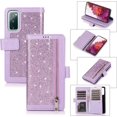 thumbnail image 1 of Wallet Case for Samsung Galaxy Note 20 5G,Magnetic Handbag Zipper Pocket PU Leather Flip with 9 Card Slots and Wrist Strap Folio TPU Inner Stand Case for Note 20 5G - Purple, 1 of 15