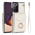 thumbnail image 1 of Wallet Case for Samsung Galaxy Note 20 Ultra, Back Card Slots/Bag Magnetic Button Ring Holder Stand Cover with RFID Blocking Wrist Hand Strap Luxury PU Leather Anti-Shocks Case,White, 1 of 9