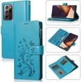 thumbnail image 1 of Wallet Case for Samsung Galaxy Note 20 Ultra, Premium PU Leather Magnetic Closure Flower Pattern Handbag Zipper Pocket Case Kickstand Card Holder Slots Shockproof Flip Cover - Blue, 1 of 16