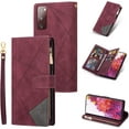 thumbnail image 1 of Wallet Case for Samsung Galaxy S20 FE 5G, Vintage Premium PU Leather Cover Flip Case with Card Slots Magnetic Closure Zipper Pocket Kickstand Handbag with Hand Strap - Diamond Red, 1 of 16