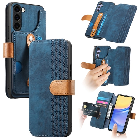 Wallet Case for Samsung Galaxy S20 FE, Premium PU Leather RFID Blocking Shockproof Cards Slots Hand Strap Slim Fit Flip Cover Stand Shockproof Full Protective Phone Case for Women Men, Blue