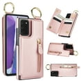 thumbnail image 1 of Wallet Case for Samsung Galaxy S20 FE, Premium Vintage PU Leather Magnetic Closure Handbag Zipper Pocket Case Kickstand Card Holder Slots with Ring Hook Shockproof Flip Cover, Rosegold, 1 of 9