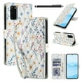 thumbnail image 1 of Wallet Case for Samsung Galaxy S20 , PU Leather Phone Cover Kickstand RFID Blocking Flip Case Card Slots Wrist Strap Relief Engraved Pattern Magnetic With Stylus Pen, Blue Purple Flower, 1 of 10