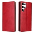 thumbnail image 1 of Wallet Case For Samsung Galaxy S20 Ultra, Luxury Premium Leather Flip Strong Magnetic Closure [Kickstand][RFID Blocking][Card Holder Slots] Retro Shockproof Phone Cover Men/Women, Red, 1 of 7