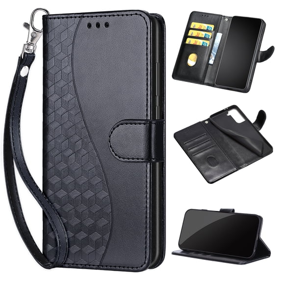 Wallet Case for Samsung Galaxy S20 Ultra, Premium Embossed PU Leather Flip Cover with Card Holder Kickstand Wrist Strap, Full Body Phone Protection Case for Samsung Galaxy S20 Ultra, S2black